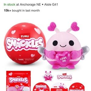 ZURI Snackles 5” Capsule  stuffed Valentine Bee